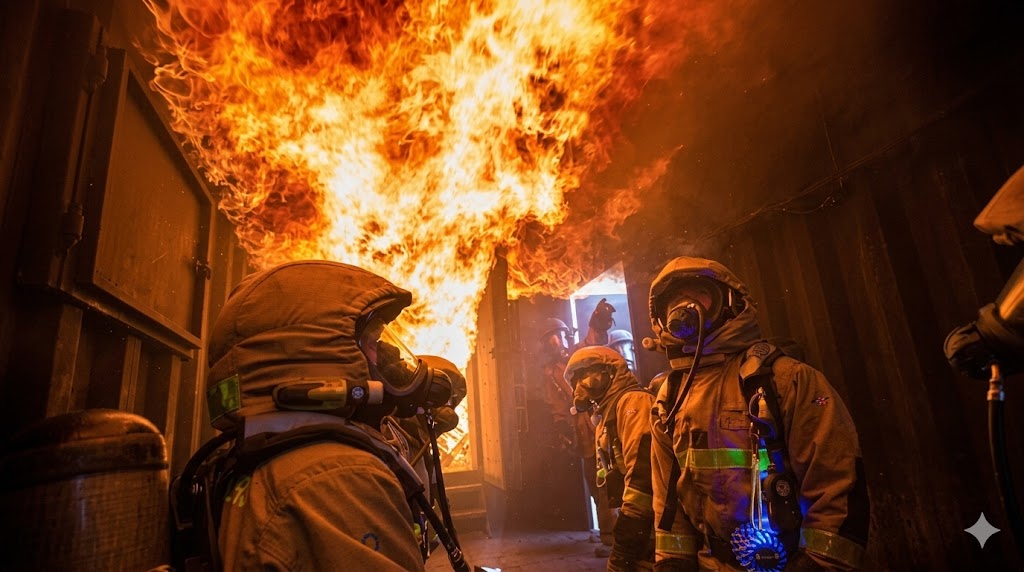 Pompiers face aux flammes en intervention - Préparez-vous à devenir pompier
