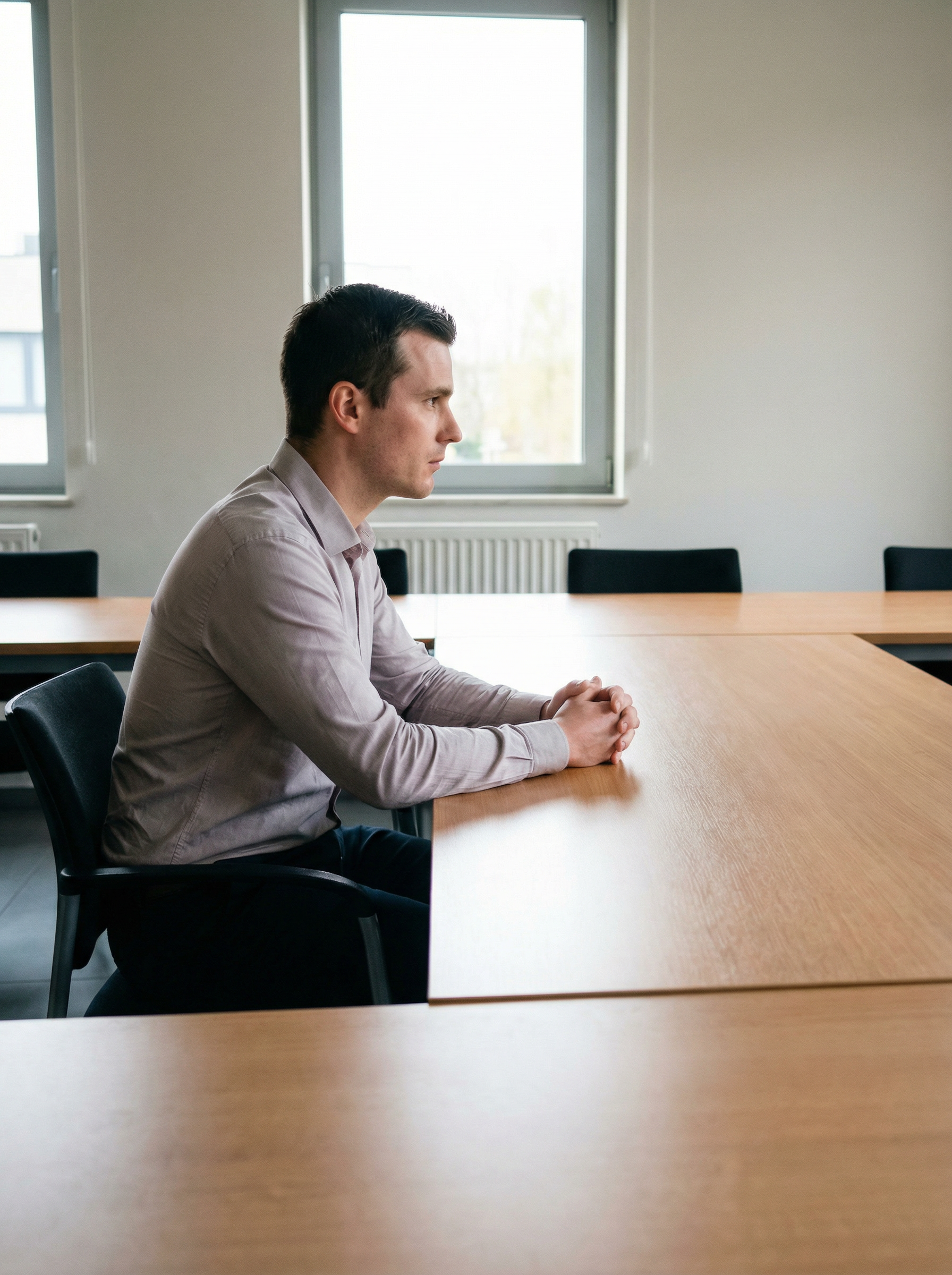 Candidat se présentant à un entretien et des tests de sélection